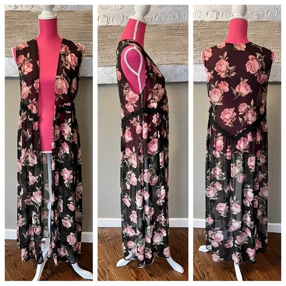OS Floor-length Floral Kimono, by Audrey 3+1 - Picture 1 of 8